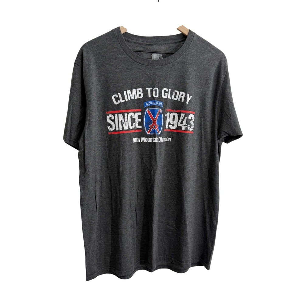 11 Bravos Army 10th Mountain Climb To Glory Shirt Gray Large Military Fort Drum